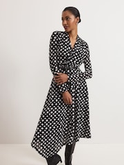 Phase Eight Black Caitlin Printed Mesh Dress - Image 3 of 7