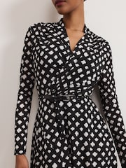 Phase Eight Black Caitlin Printed Mesh Dress - Image 4 of 7