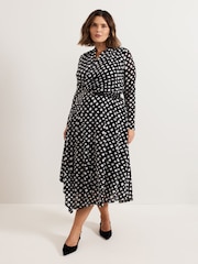 Phase Eight Black Caitlin Printed Mesh Dress - Image 6 of 7