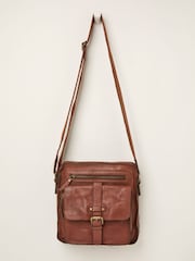 FatFace Chestnut Brown Leather Cross-Body Bag - Image 1 of 3