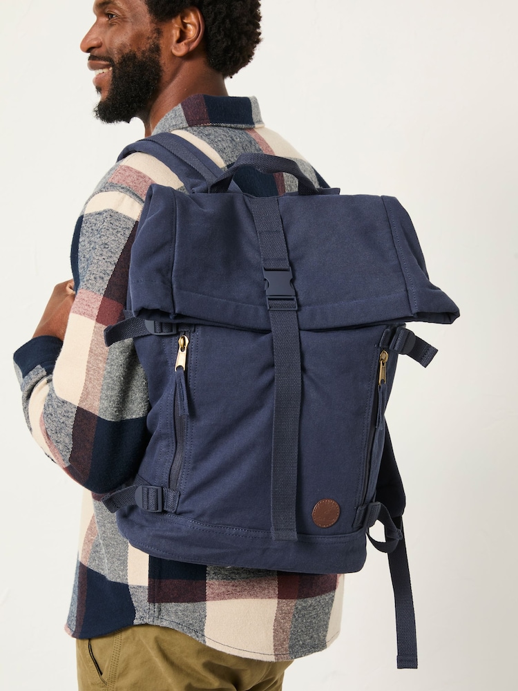 FatFace Navy Roll Top Backpack - Image 1 of 4 FatFace Navy Roll Top Backpack - Image 1 of 4