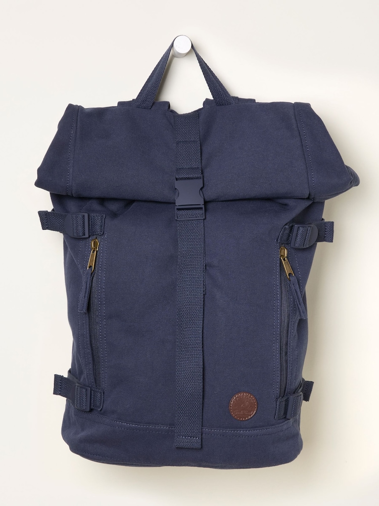 FatFace Navy Roll Top Backpack - Image 2 of 4 FatFace Navy Roll Top Backpack - Image 2 of 4