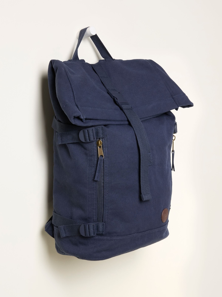 FatFace Navy Roll Top Backpack - Image 4 of 4