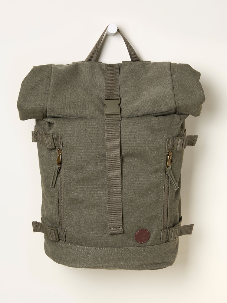 FatFace Khaki Green Roll Top Backpack - Image 1 of 3