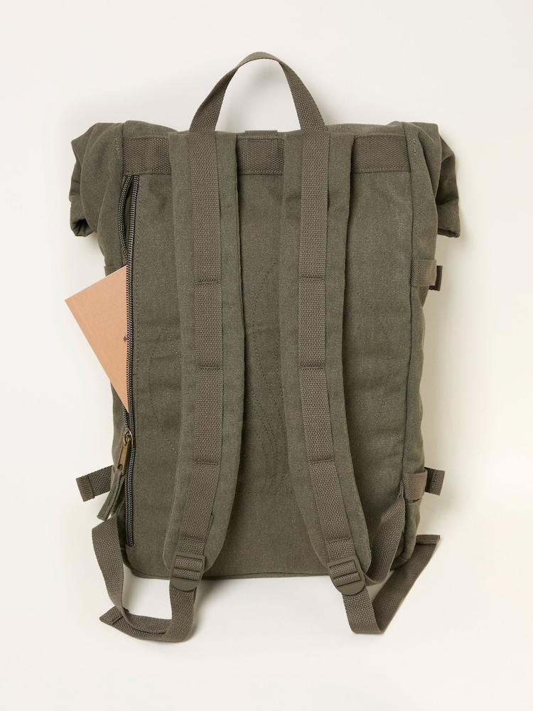 FatFace Khaki Green Roll Top Backpack - Image 2 of 3