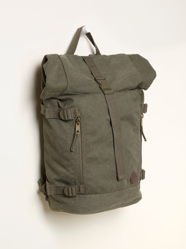 FatFace Khaki Green Roll Top Backpack - Image 3 of 3