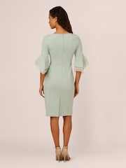 Adrianna Papell Green Knit Crepe Tiered Sleeve Dress - Image 2 of 7