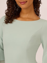 Adrianna Papell Green Knit Crepe Tiered Sleeve Dress - Image 4 of 7