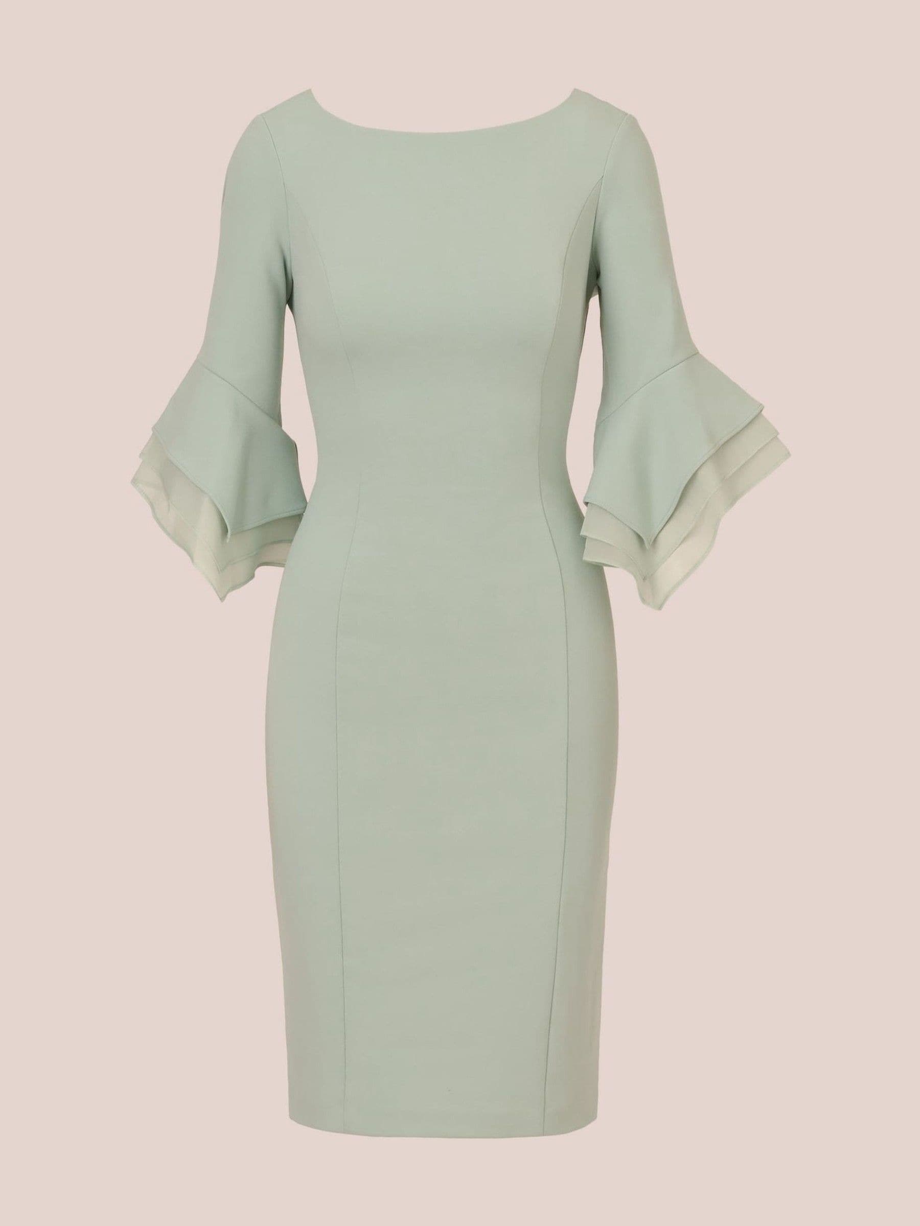 【海外限定】AdriannaPapell ドレス☆Green Knit Crepe Tiered S Buy Adrianna Papell Green Knit Crepe Tiered Sleeve Dress