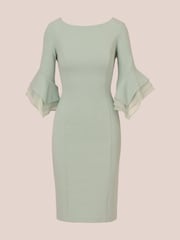 Adrianna Papell Green Knit Crepe Tiered Sleeve Dress - Image 6 of 7