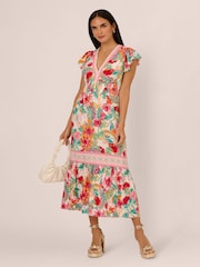 Adrianna Papell Pink Printed Midi Dress - Image 3 of 7
