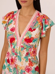 Adrianna Papell Pink Printed Midi Dress - Image 4 of 7