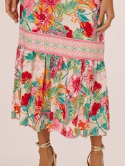 Adrianna Papell Pink Printed Midi Dress - Image 5 of 7