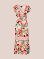 Adrianna Papell Pink Printed Midi Dress - Image 6 of 7