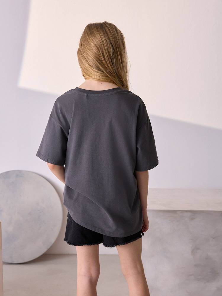 Grey/Ecru Oversized Graphic T-Shirt (3-16yrs) - Image 2 of 5