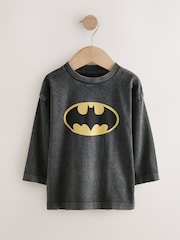 Black Washed Batman Long Sleeve T-Shirt (3mths-8yrs) - Image 1 of 4