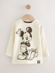 Oatmeal Mickey Mouse Long Sleeve T-Shirt (3mths-8yrs) - Image 1 of 5
