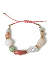 Aela Pink Pearl and Pastel Bead Adjustable Bracelet - Image 2 of 2