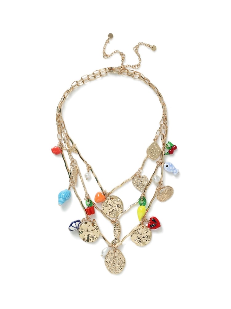 Aela Gold Tone Eclectic Charm Multirow Necklace - Image 1 of 2