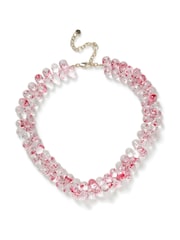 Aela Pink Splatter Effect Glass Bead Necklace - Image 1 of 3