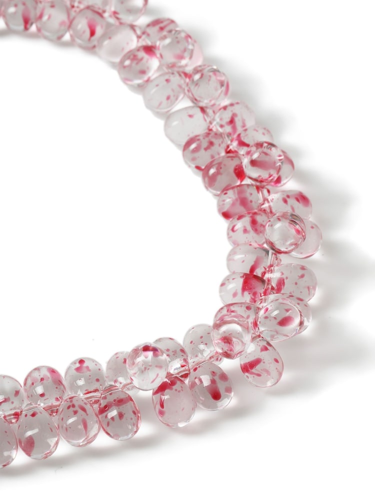 Aela Pink Splatter Effect Glass Bead Necklace - Image 2 of 3