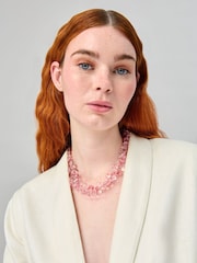 Aela Pink Splatter Effect Glass Bead Necklace - Image 3 of 3