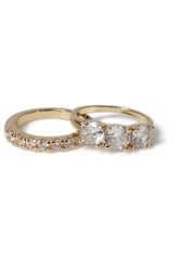 Aela Gold Tone Diamond Simulant Stone Set Ring - Image 1 of 2