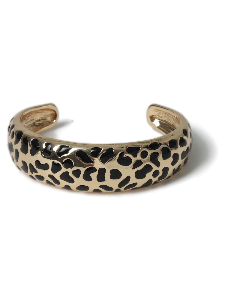 Aela Gold Tone Leopard Print Bangle - Image 1 of 2