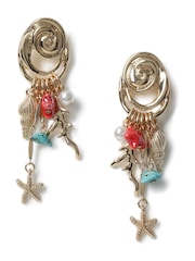 Aela Gold Tone Sealife Charm Drop Earrings - Image 1 of 3