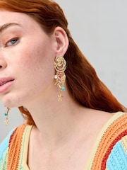 Aela Gold Tone Sealife Charm Drop Earrings - Image 3 of 3