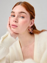 Aela Pink Resin Flower Stud Earrings - Image 2 of 4