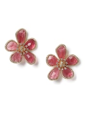 Aela Pink Resin Flower Stud Earrings - Image 3 of 4