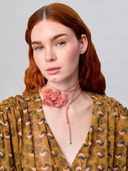 Aela Pink Flower Choker Necklace - Image 3 of 3