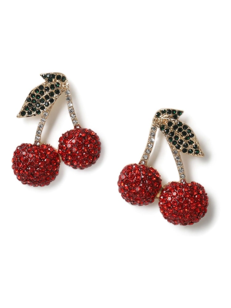 Aela Red Pave Cherry Stud Earrings - Image 1 of 3