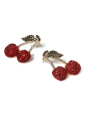 Aela Red Pave Cherry Stud Earrings - Image 2 of 3