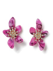 Aela Large Pink Resin Flower Stud Earrings - Image 1 of 2