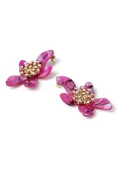Aela Large Pink Resin Flower Stud Earrings - Image 2 of 2