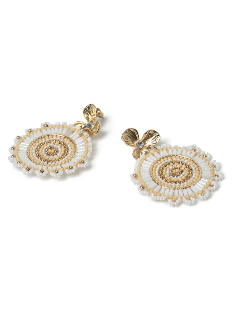 Aela Gold Tone Flower Beaded Drop Earrings - Bild 1 von 2