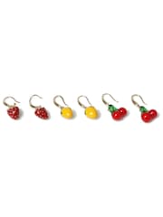 Aela Gold Tone Mixed Fruit Drop Earrings 3 Pack - Image 2 of 2