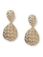 Aela Gold Tone Basket Weave Drop Earrings - Image 1 of 2