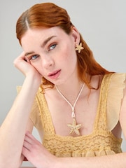 Aela Gold Tone Cord Starfish Pendant Necklace - Image 3 of 3