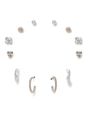 Aela Silver Tone/Rose Gold Tone Multipack Earrings - Image 1 of 2