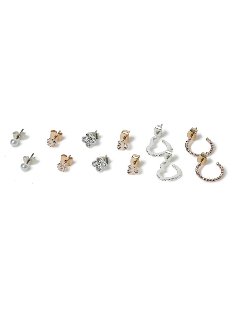 Aela Silver Tone/Rose Gold Tone Multipack Earrings - Image 2 of 2 Aela Silver Tone/Rose Gold Tone Multipack Earrings - Image 2 of 2