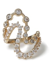 Aela Gold Tone Diamond Simulant Swirl Stone Set Ring - Image 1 of 2