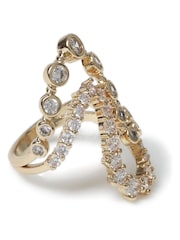 Aela Gold Tone Diamond Simulant Swirl Stone Set Ring - Image 2 of 2
