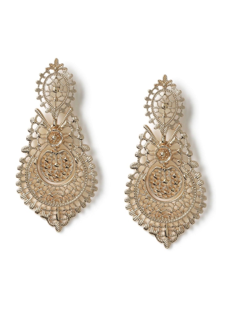Aela Gold Tone Filigree Drop Earrings - Image 1 of 3