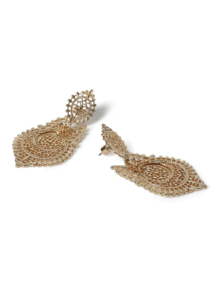 Aela Gold Tone Filigree Drop Earrings - Image 2 of 3