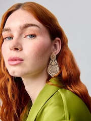 Aela Gold Tone Filigree Drop Earrings - Image 3 of 3