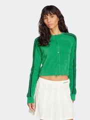Verde - adidas Originals Fluffy 3-Stripes Cardigan - Imagen 1 de 6