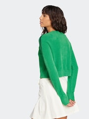 Verde - adidas Originals Fluffy 3-Stripes Cardigan - Imagen 3 de 6